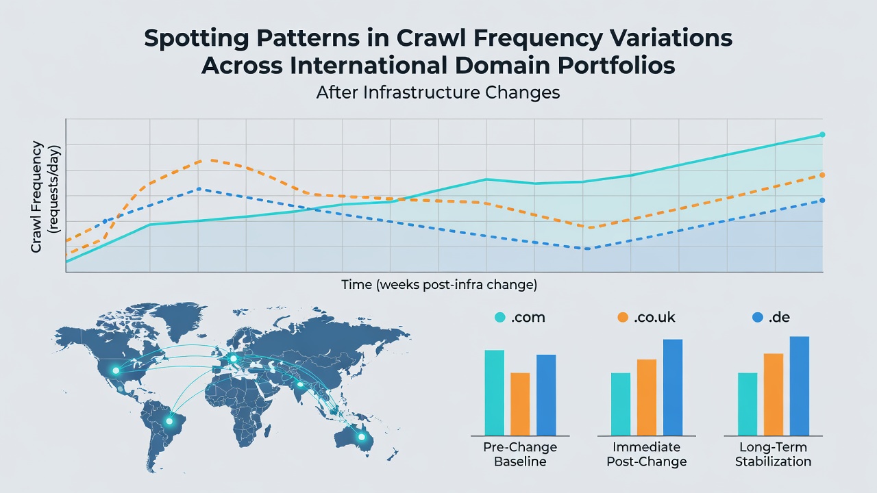 Map overlay showing crawl request distribution by region after infrastructure adjustments on international domains